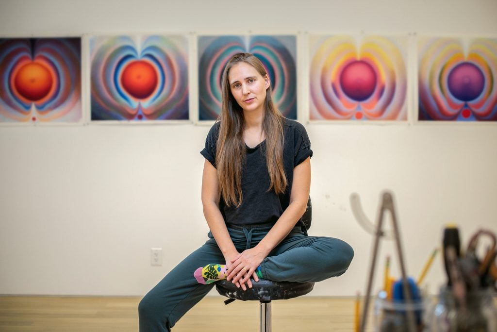 Loie Hollowell in her New York studio, 2024. Photo: Taylor Dafoe.