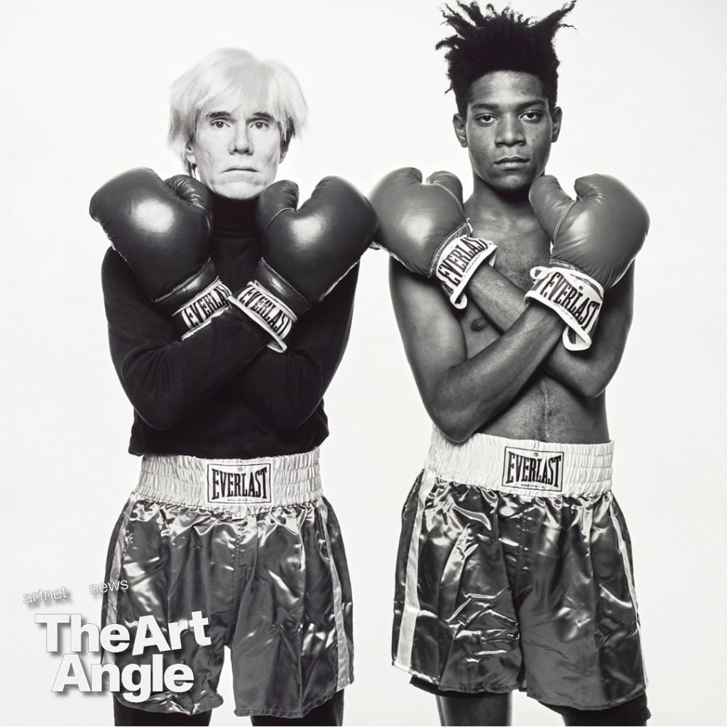 Michael Halsband's photograph Andy Warhol and Jean-Michel Basquiat with Boxing Gloves (1985), is featured in Artnet's 'An Eye for Icons' sale live now.