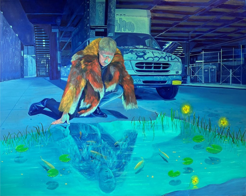 Queer art shows to see in NYC: Linus Borgo Narcissus at the Halsey Street Oasis, 2023 Oil on Canvas