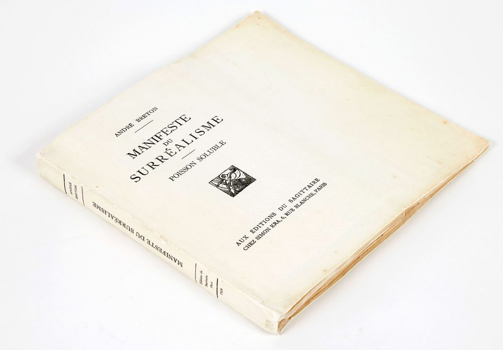 André Breton, Manifeste du surréalisme, 1924, first edition on Lafuma paper. Brought by Chambre Professionelle Belge de la Librairie Ancienne at Moderne (CLAM).