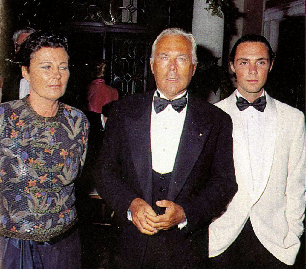 Fashion designer Giorgio Armani with his sister and grandson