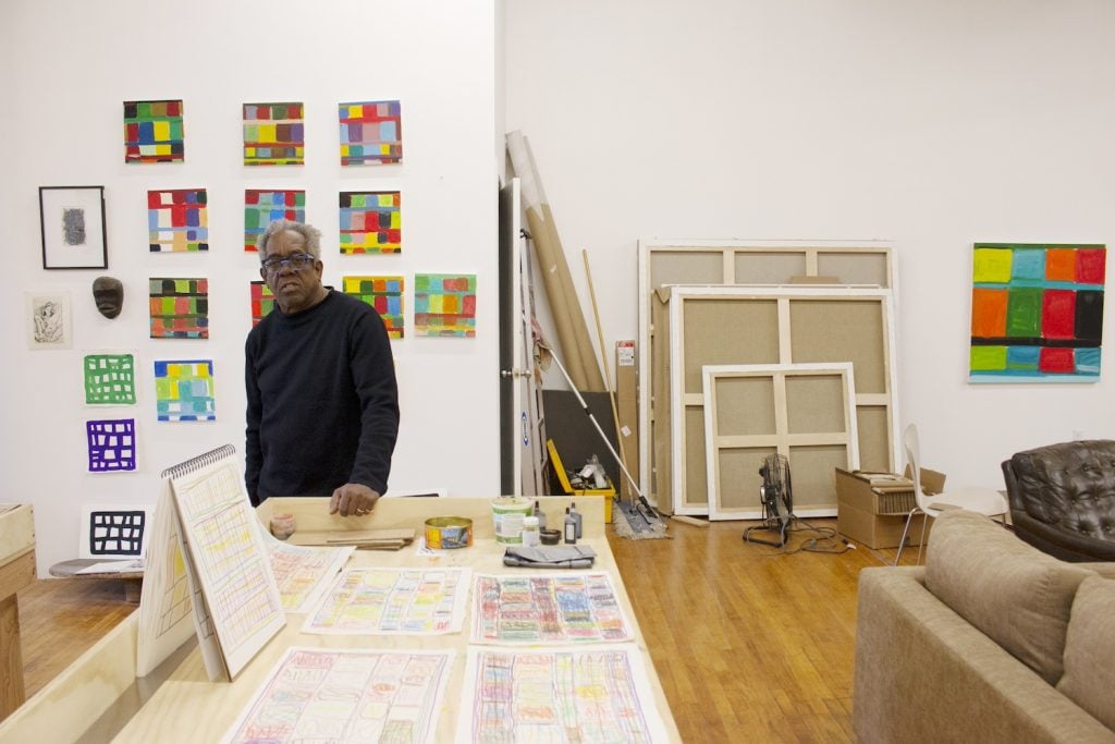 Stanley Whitney in his studio, Ridgewood, Queens, 2017. Photo: Katherine McMahon