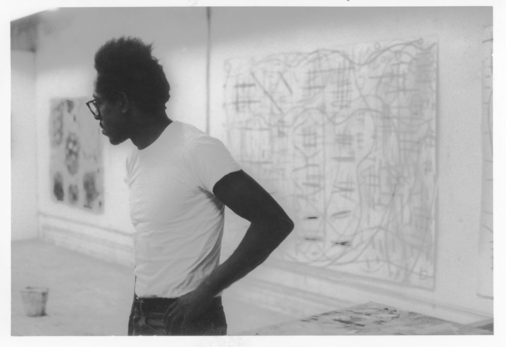 Stanley Whitney in his studio at Cooper Square, ca. 1980–82. Photo: Courtesy of Stanley Whitney Studio.