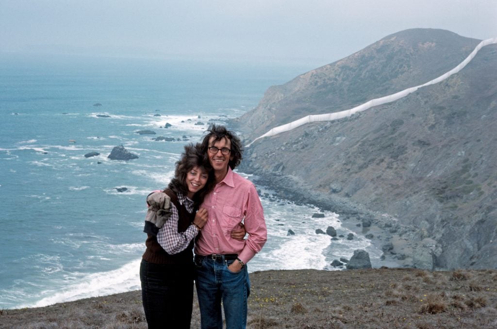 Christo and Jeanne-Claude at Running Fence California, 1976. Photo: Wolfgang Volz © 1976 Christo and Jeanne-Claude Foundation