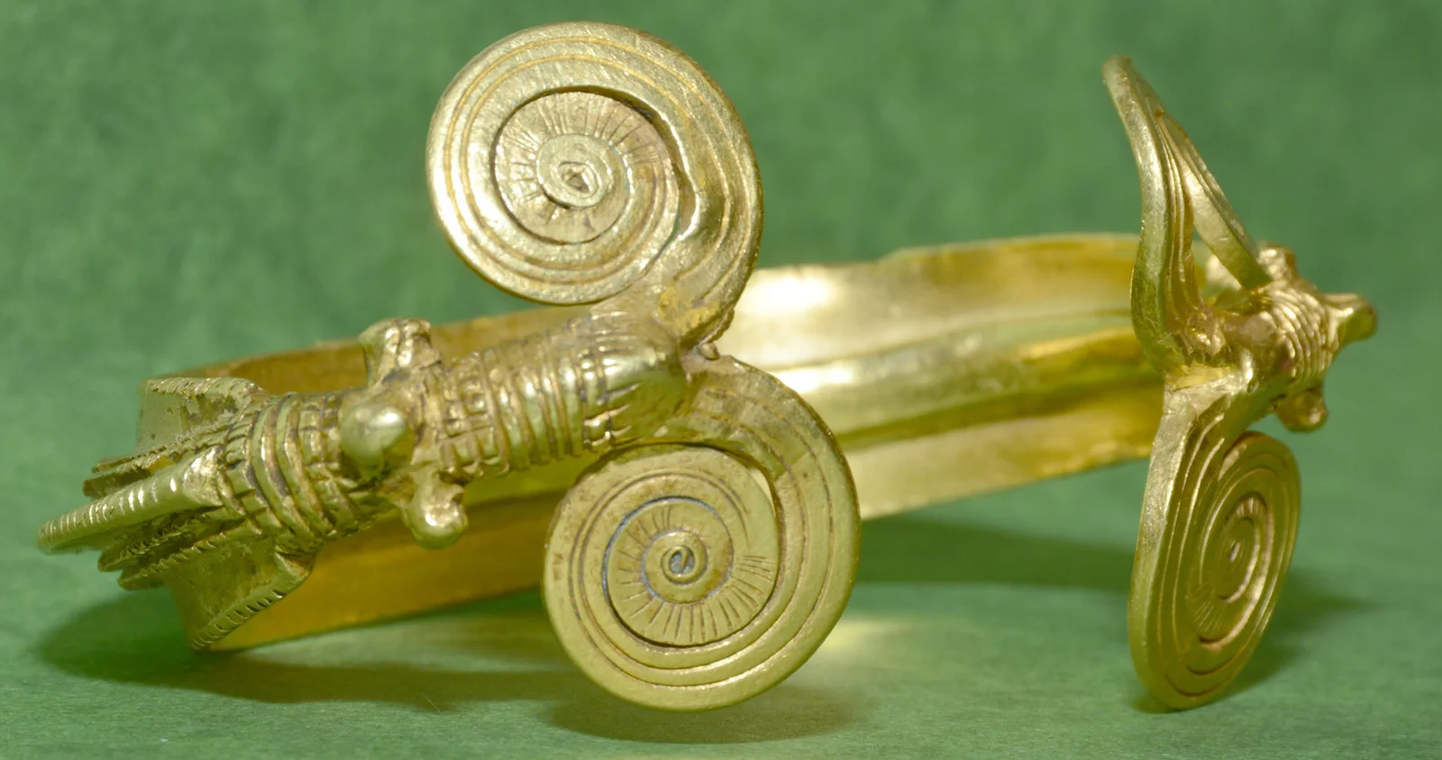 An acient gold Celtic bracelet from Romania in Eastern Europe.