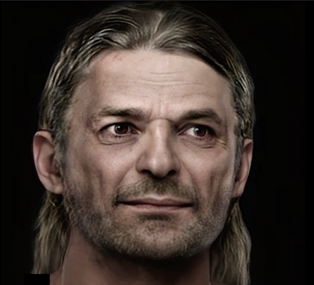 Digital facial reconstruction based on remains of Late Iron Age Pictish male, who lived 400-600 AD, found at Bridge of Tilt, Blair Atholl
