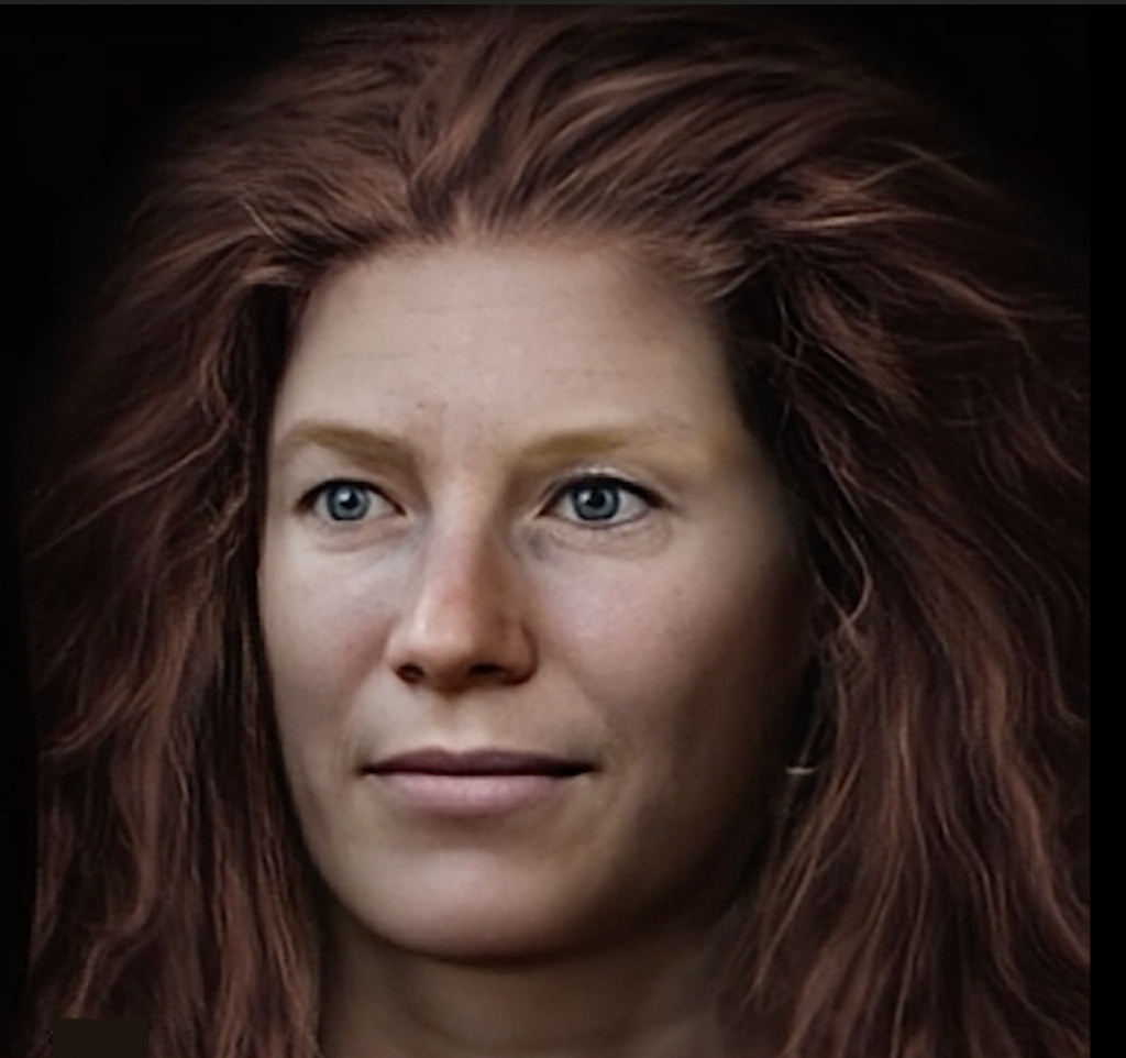 Digital facial reconstruction based on remains of a Bronze Age female, who lived c. 2200-2000 BC, found at Lochlands farm, Perthshire.