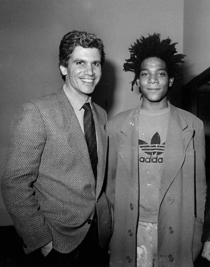 Larry Gagosian and Jean-Michel Basquiat circa 1982. Image courtesy Gagosian Gallery.