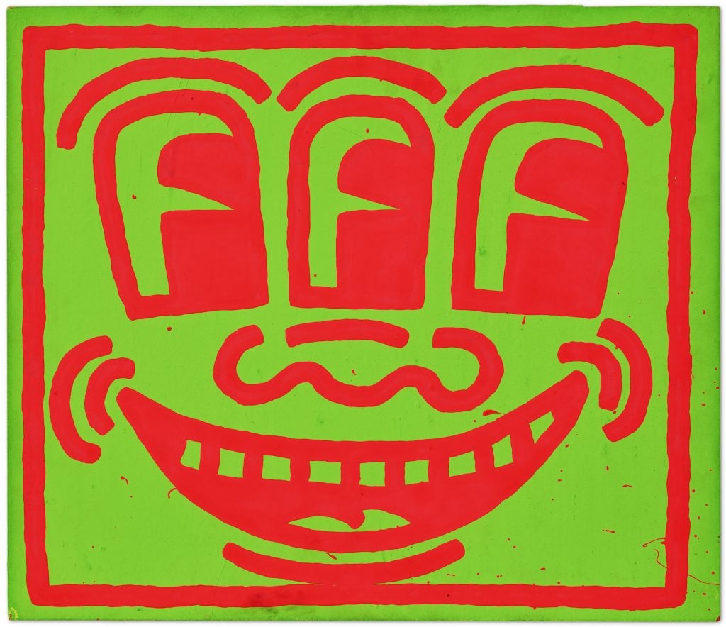 A luminous Keith Haring canvas, which was included in Christie's Elton John sale.