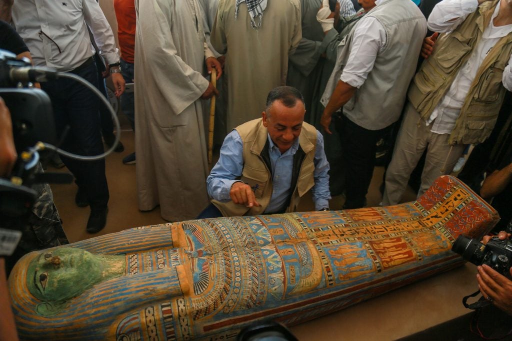 Archaeologists in Egypt are poised over a mummy they found in the largest and most complete embalming workshop. 