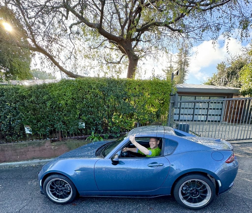 It’s L.A., for heavens sake. What are you, if are not seen tooling around town in a cool car (or an affordable version thereof)? Check out my 2021 MX-5 Miata RT—that stands for Retractable Fastback. In other words… it's a convertible! Photo courtesy Kenny Schachter.