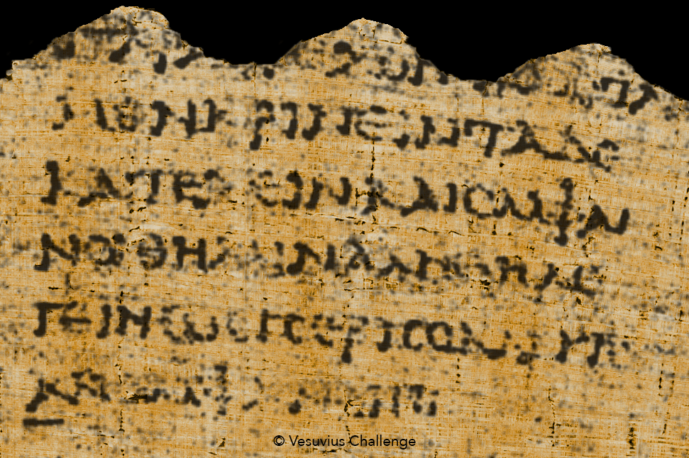 A decoded passage from a carbonized Herculaneum scroll.