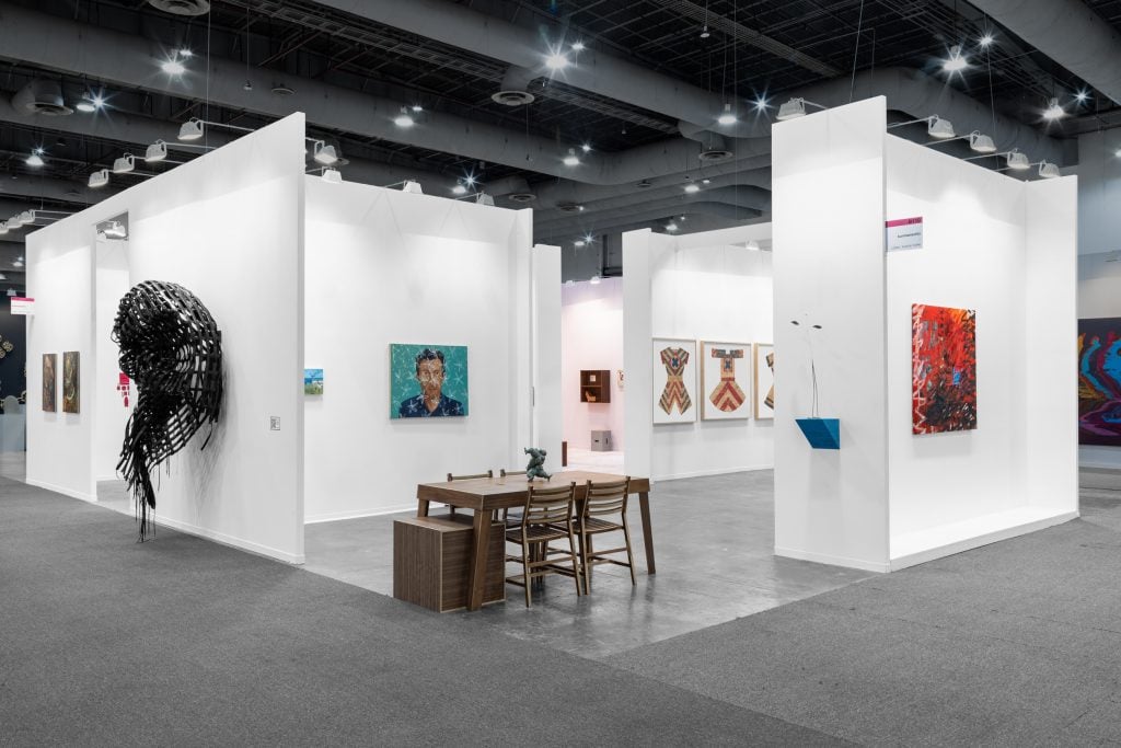 Installation shot of the kurimanzutto booth at Zona Maco art fair