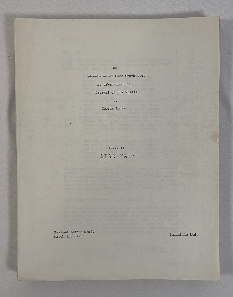 The lost 'Star Wars' script. Courtesy Excalibur Auctions.