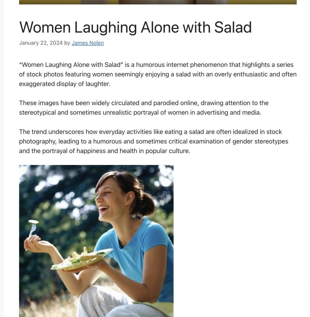 Screenshot of the new A.I.-generated reference for 'Women Laughing Alone with Salad.'