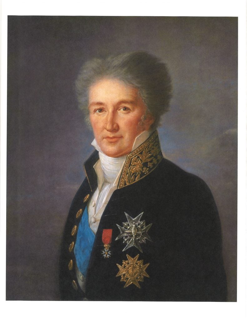 Élisabeth Louise Vigée-LeBrun's portrait of the Duc de Riviere, who is depicted in military dress, with medals affixed to his coat.