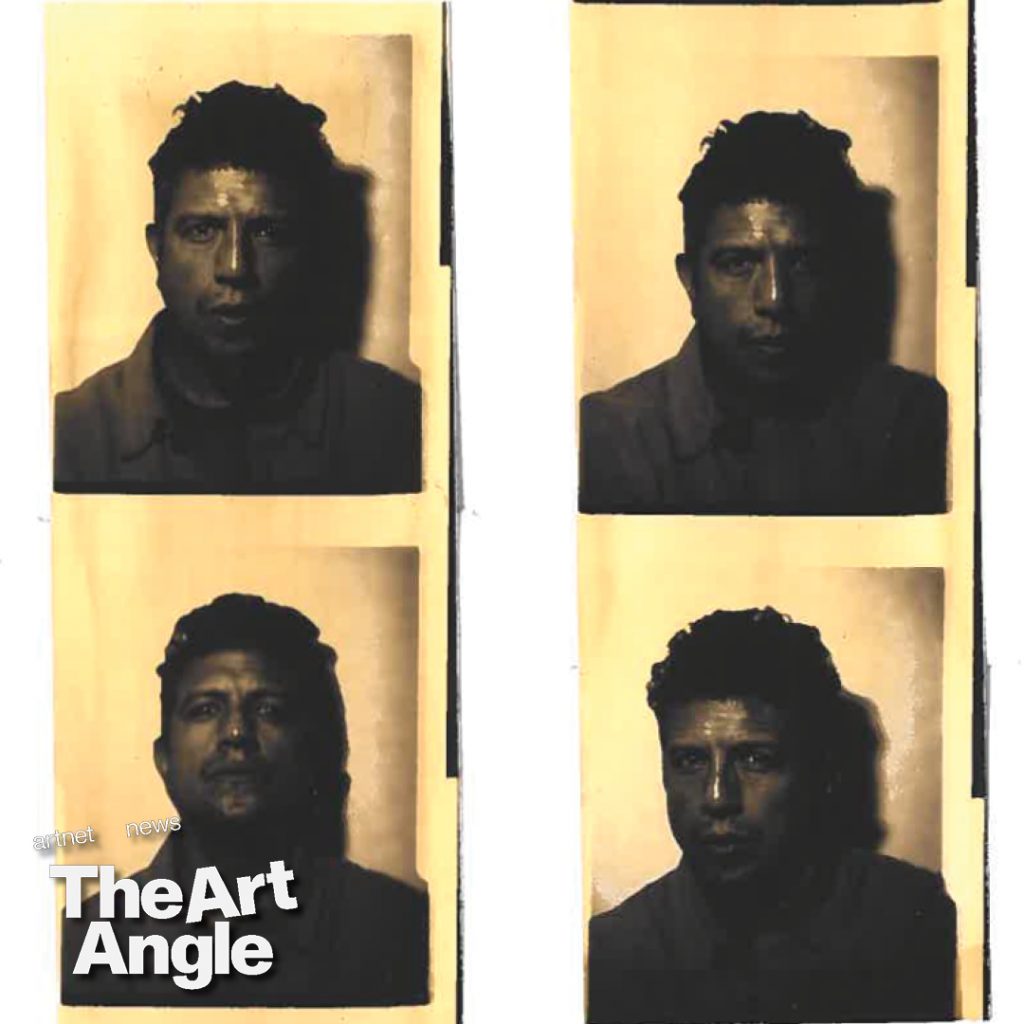 Four photo booth style images of a man in shadow.
