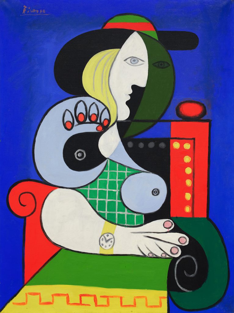 <em>Femme à la montre</em> (1932) by Pablo Picasso, the highest-priced artist at auction in the Impressionist and Modern category. © 2024 Estate of Pablo Picasso / Artists Rights Society (ARS), New York.