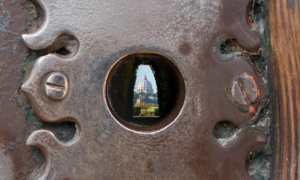 The iconic view through the Aventine Keyhole in Rome. Photo courtesy of the artist.