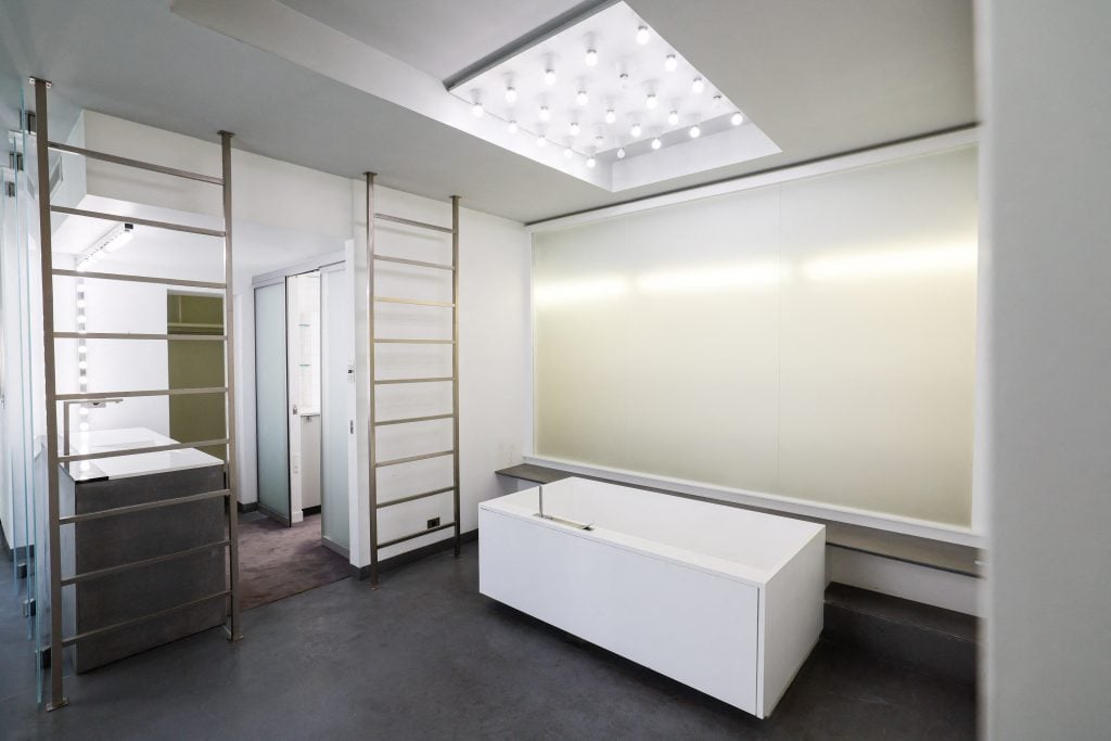 a spacious modern bathroom