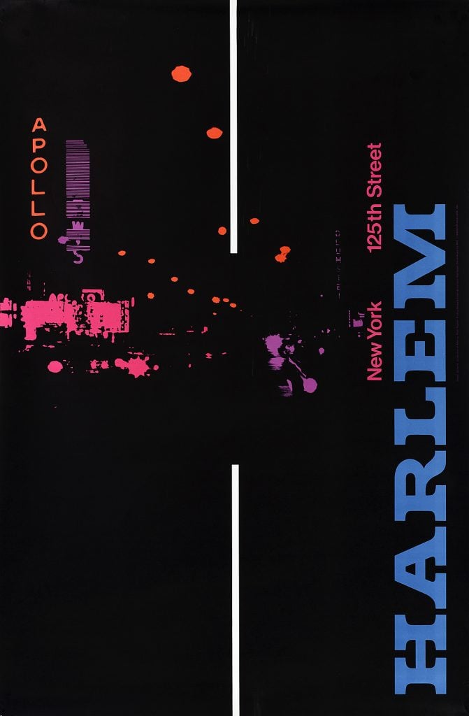  Peter Teubner's poster of Harlem at night, an abstract with Apollo Theatre