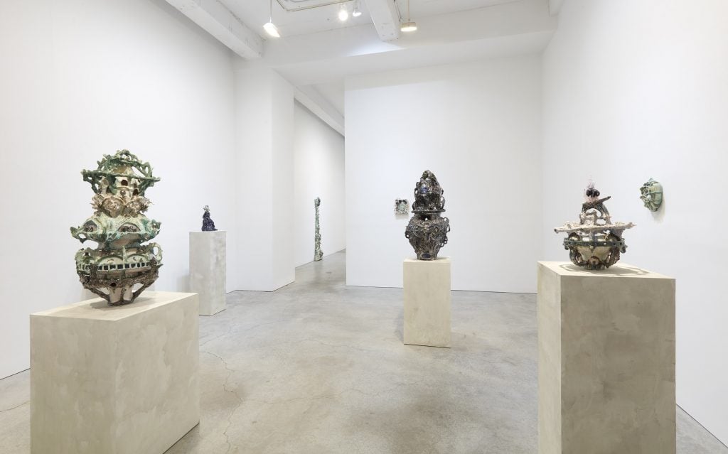 Installation view “Heidi Lau: A Cacophony of Rocks” Sikkema Jenkins & Co., New York, 2024 Photograph by Jason Wyche. © Heidi Lau, courtesy of Matthew Brown and Sikkema Jenkins & Co.