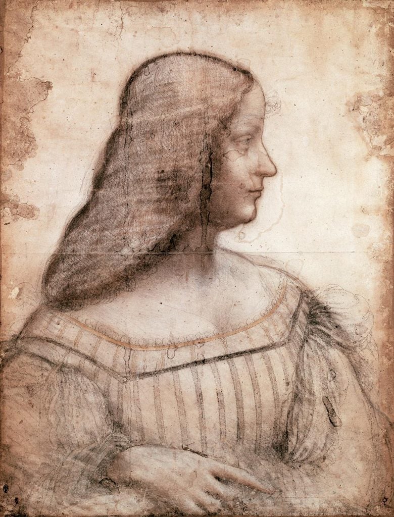 Leonardo da Vinci, Portrait of Isabella d'Este (1499–1500). Collection of the Louvre Museum.