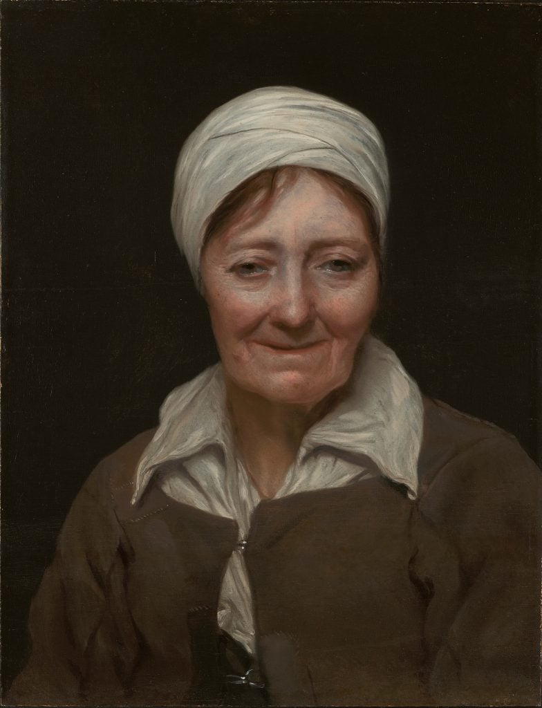 In "Head of a Woman," Sweerts presents a close-up depiction of a woman wearing a white cap and brown peasant dress over a white shirt. likely a study of a specific individual. The woman's face is rendered with meticulous attention to detail, capturing subtle expressions and nuances of emotion. Sweerts skillfully employs light and shadow to give depth and dimension to the woman's features, creating a sense of realism and presence.