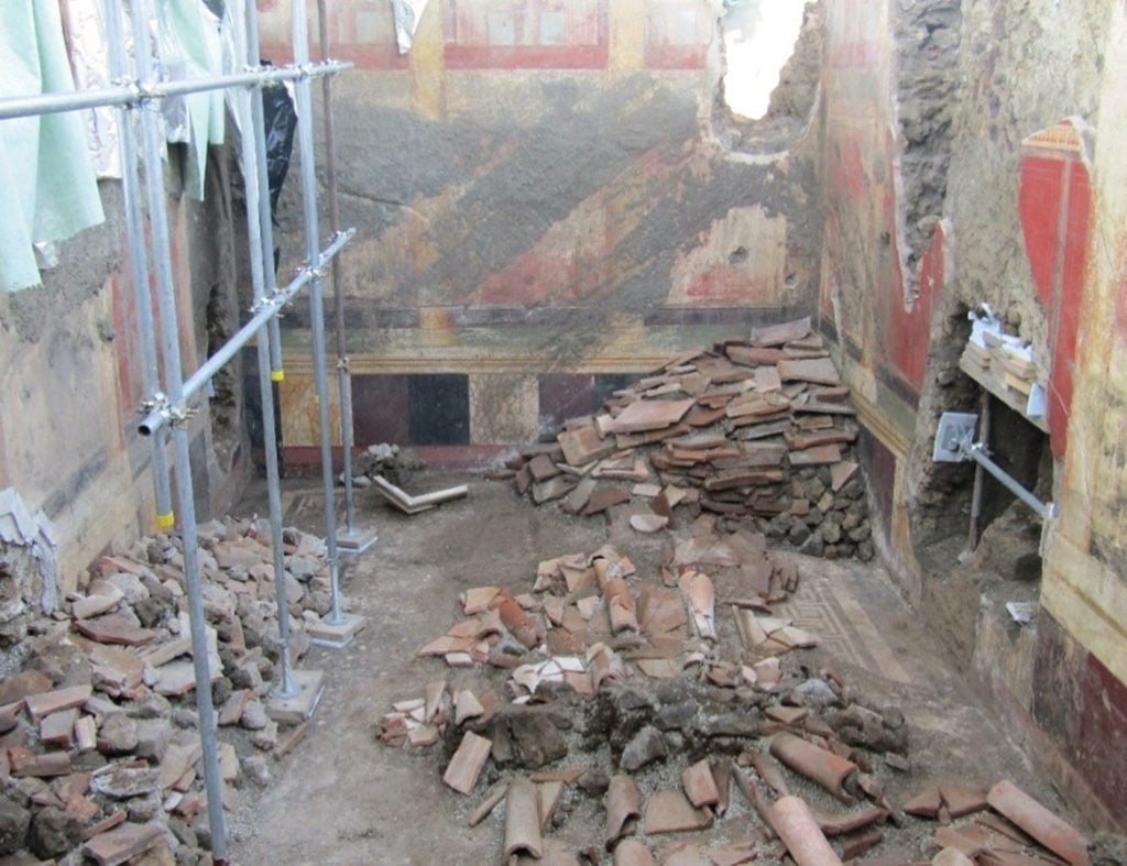 Excavated construction site in Pompeii.