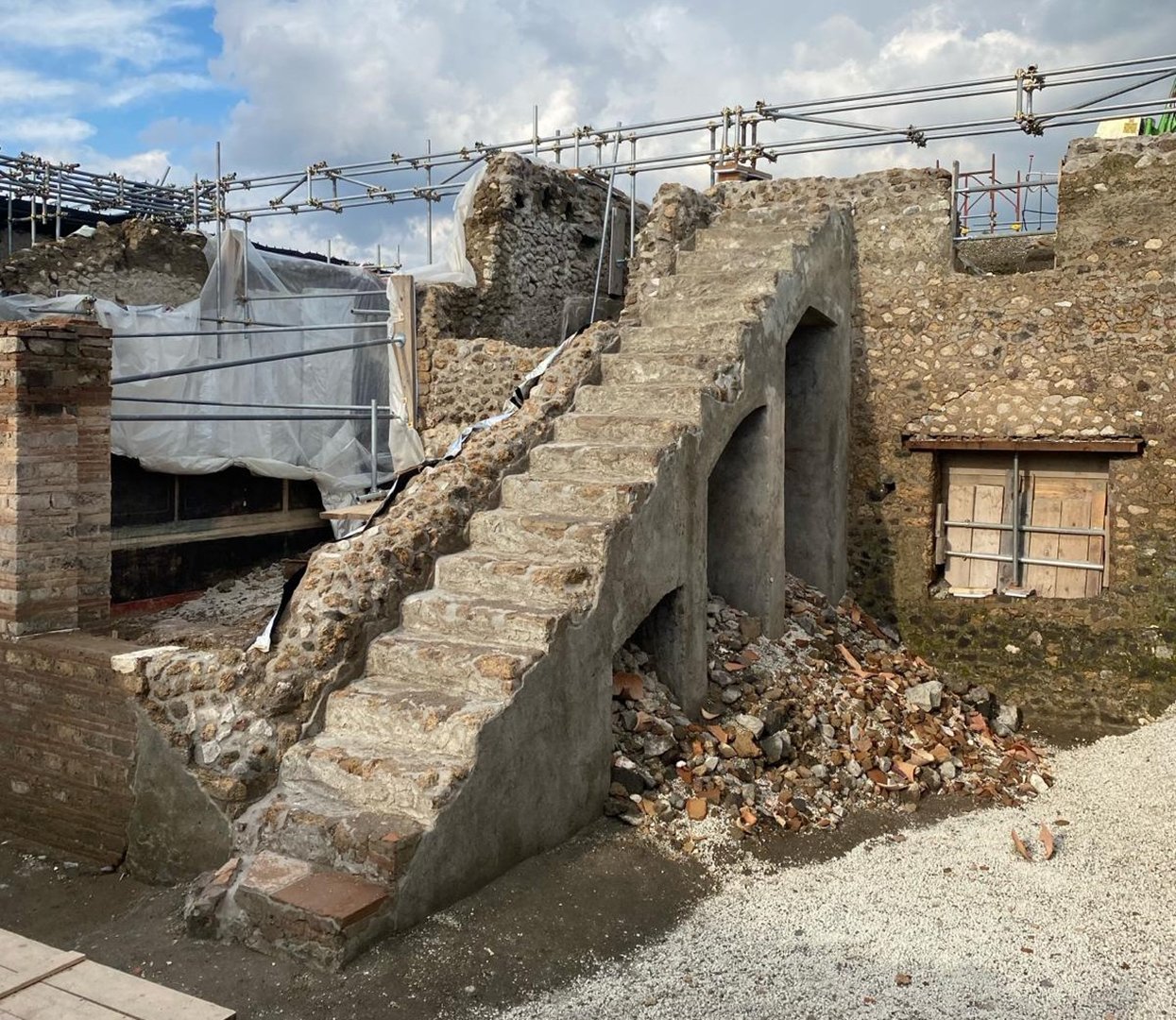 Excavated staircase in Pompeii.