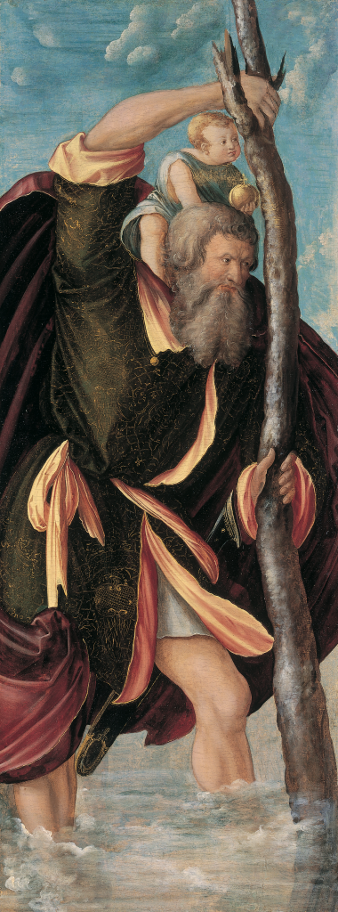Saint Christopher on the recto of the doors of the triptych