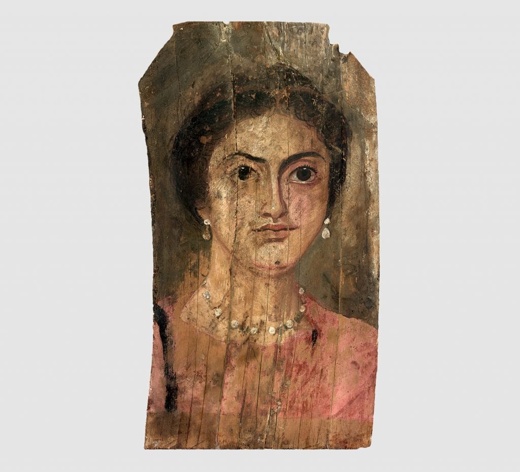 An ancient Egyptian portrait of a woman.