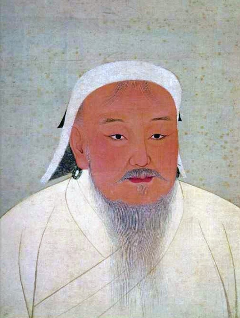 Painting of an elderly man with a long beard and a white headdress.