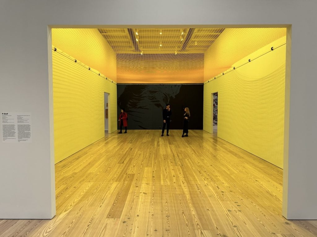 An installation of an electric yellow room
