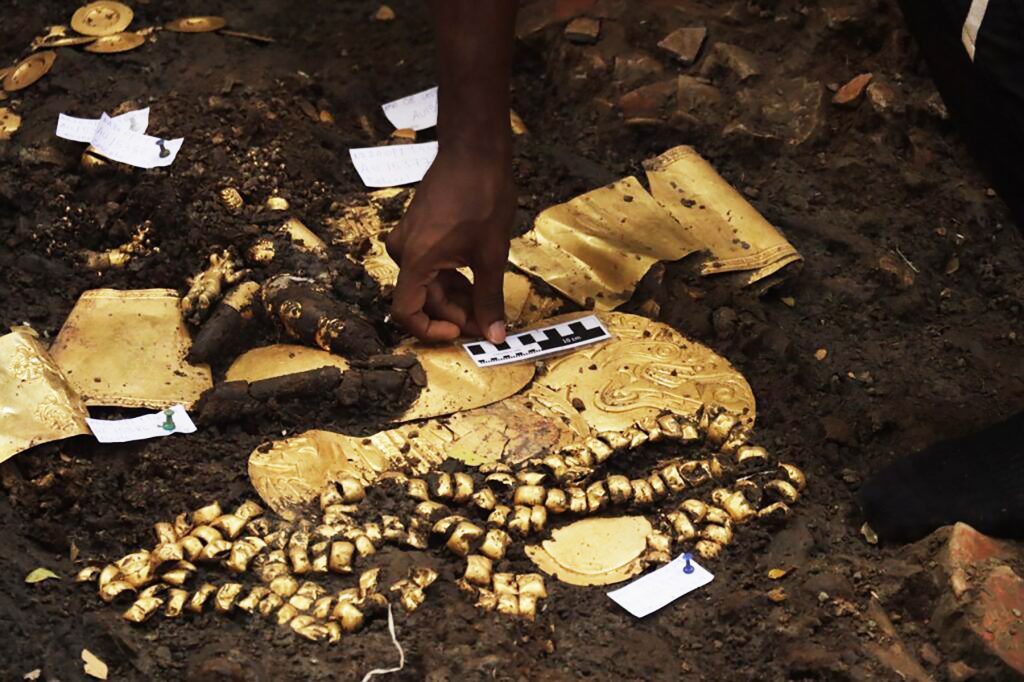 An array of gold artifacts found in a tomb in Panama.
