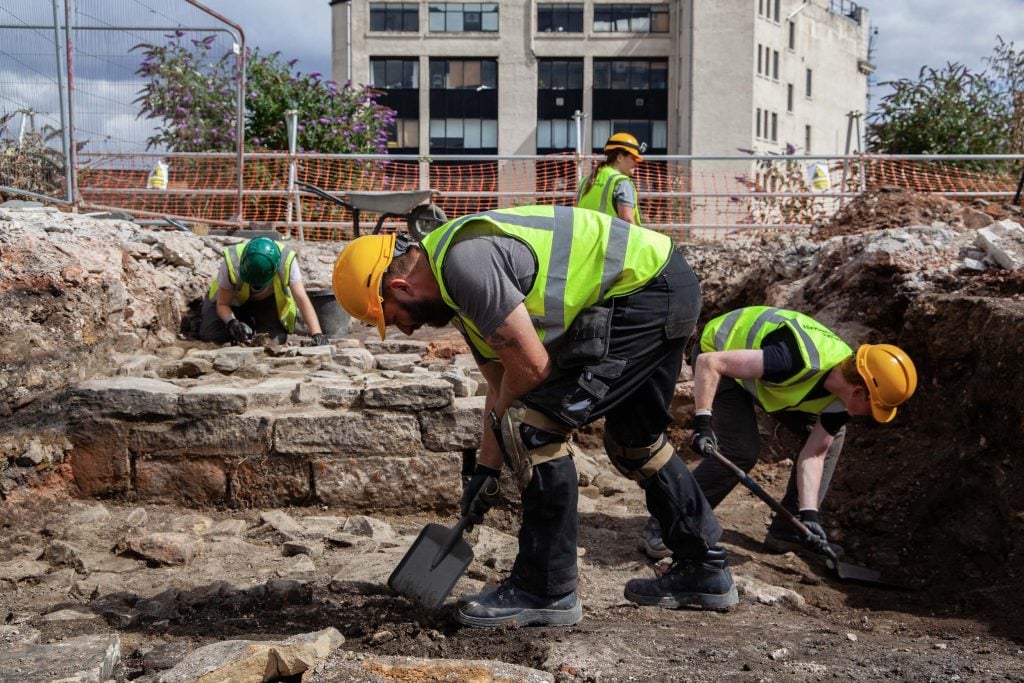 Archaeologists digging at Sheffield Castle Site