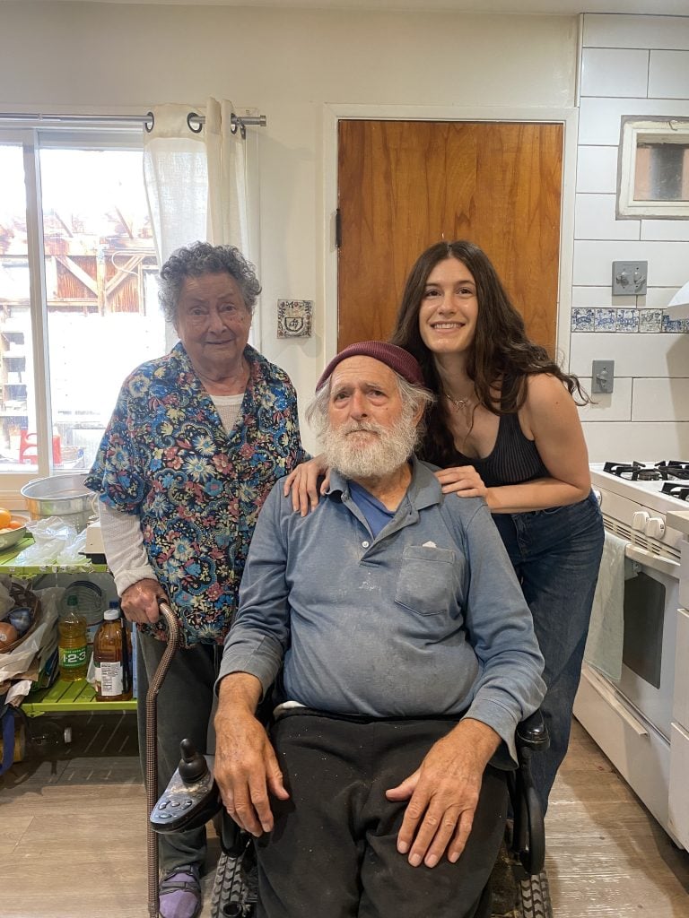 Magdalena and Michael Frimkess with their granddaughter, Sachi Moskowitz, 2024 