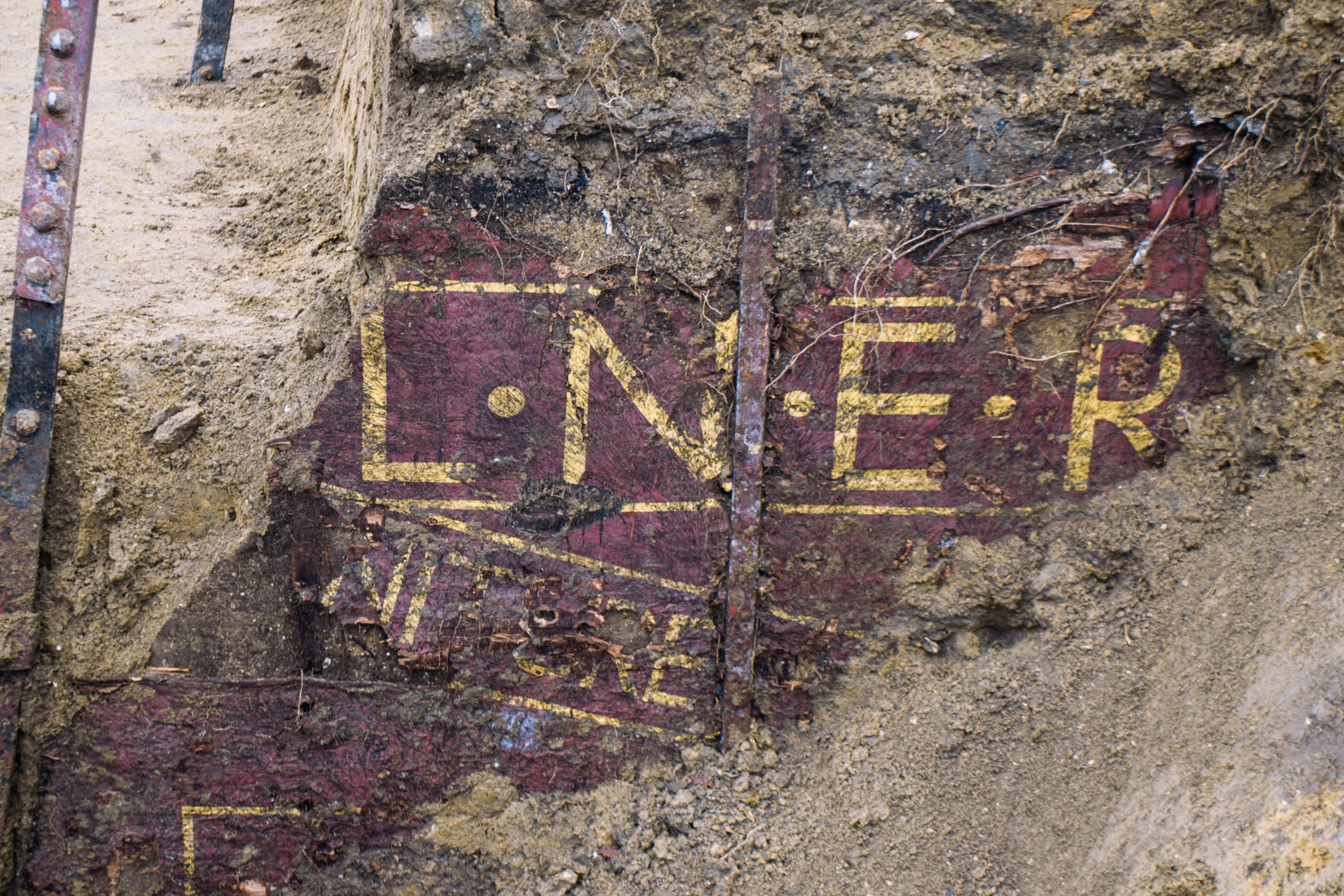 An old sign on a train car