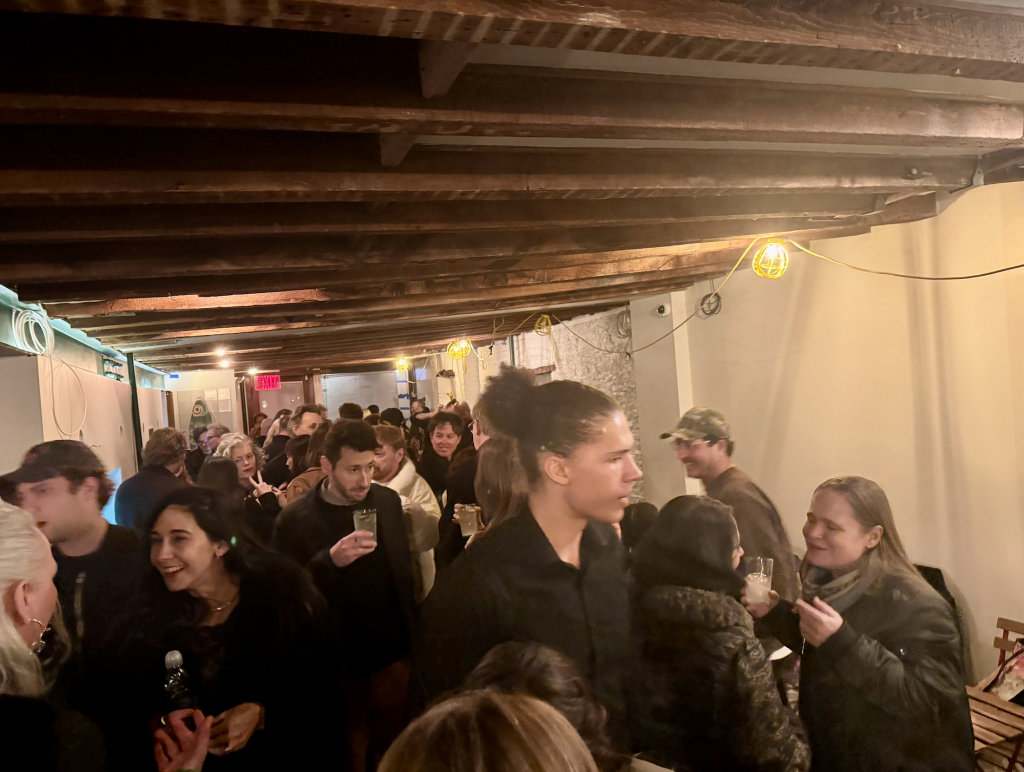 A crowd of people at a party. 