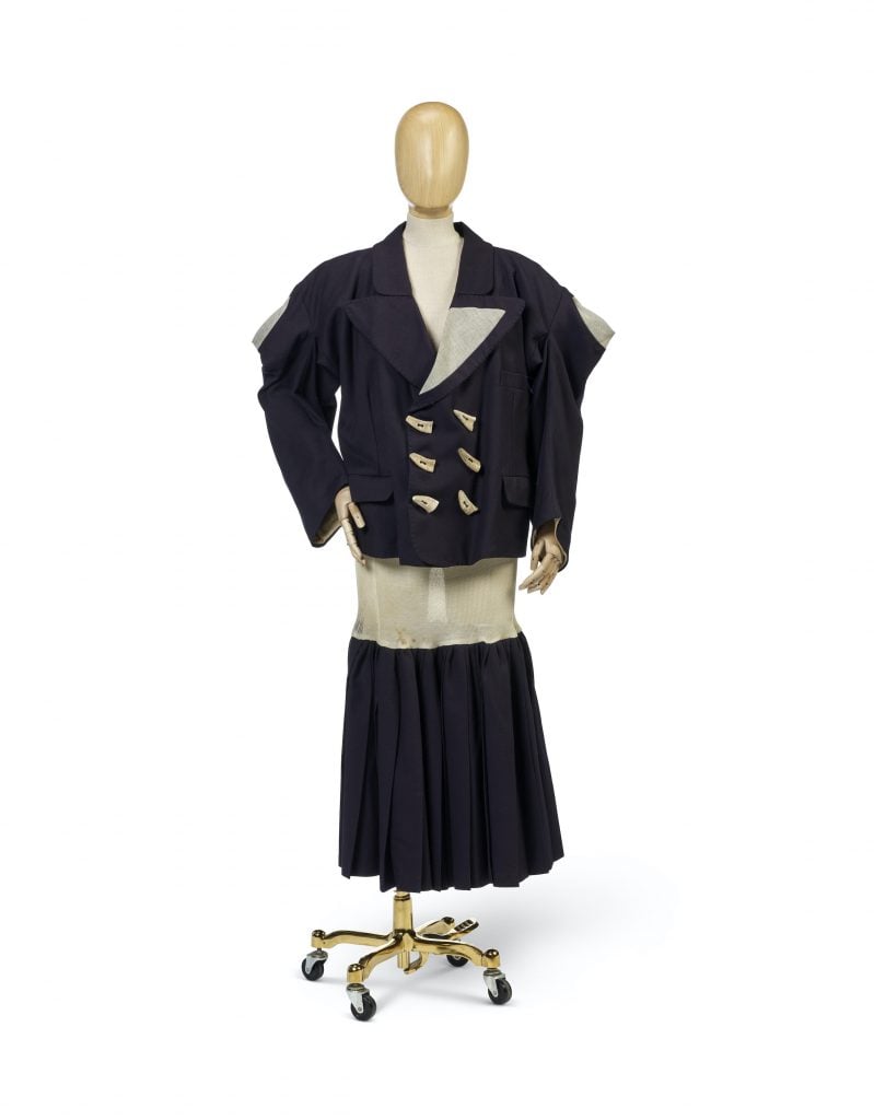 Two-piece navy outfit by Vivienne Westwood