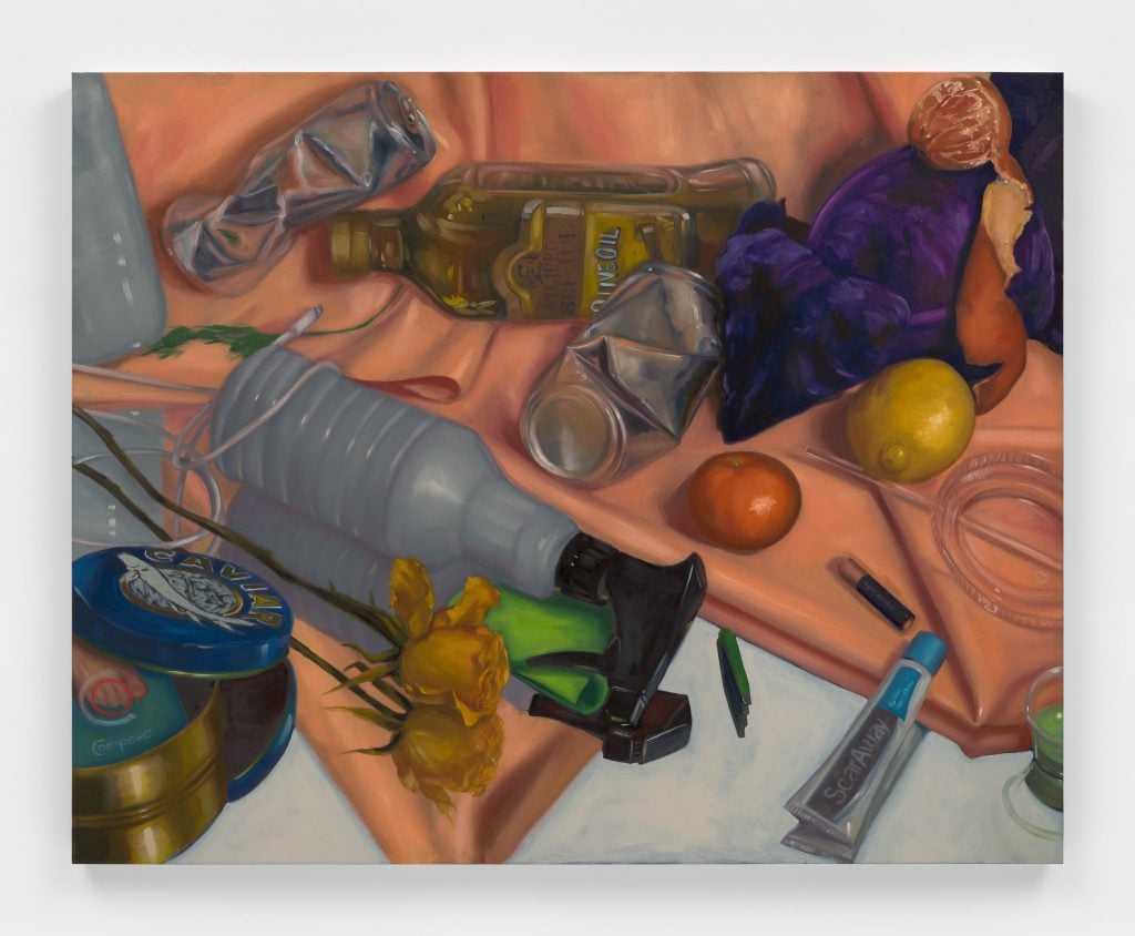 still life of miscellaneous items on mirror surface by chloe wise