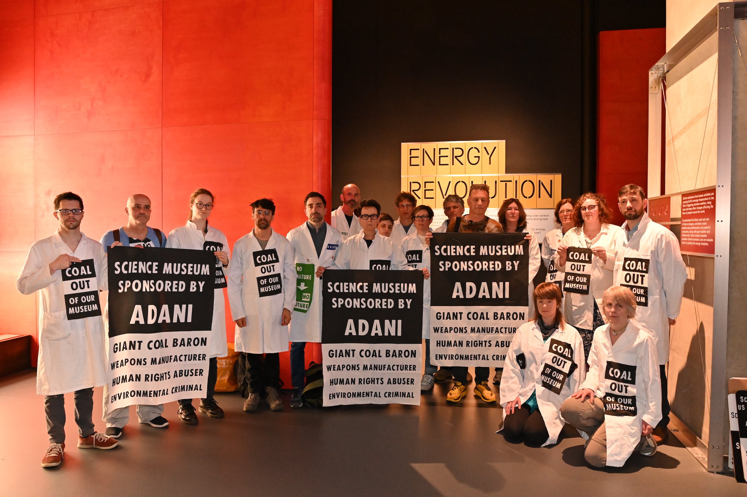 Protestors at the Science Museum