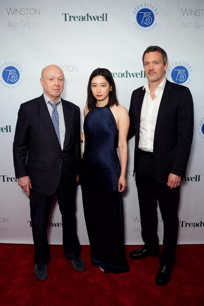 NEW YORK, NY - APRIL 24: Hans Neuendorf, Jiayin Chen and Artnet CEO Jacob Pabst attend Appraisers Association Of America 75th Anniversary Gala at The Rainbow Room on April 24, 2024 in New York. (Photo by Jared Siskin/PMC/PMC)