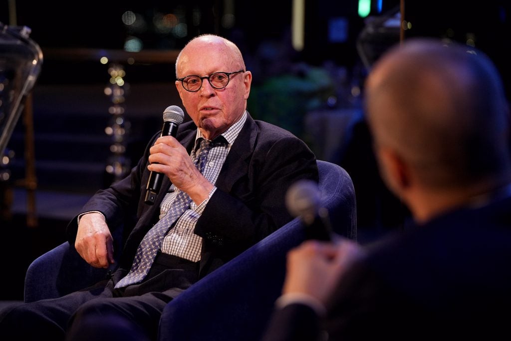 NEW YORK, NY - APRIL 24: Hans Neuendorf in conversation with Andrew Goldstein at the Appraisers Association Of America 75th Anniversary Gala at The Rainbow Room on April 24, 2024 in New York. (Photo by Jared Siskin/PMC)