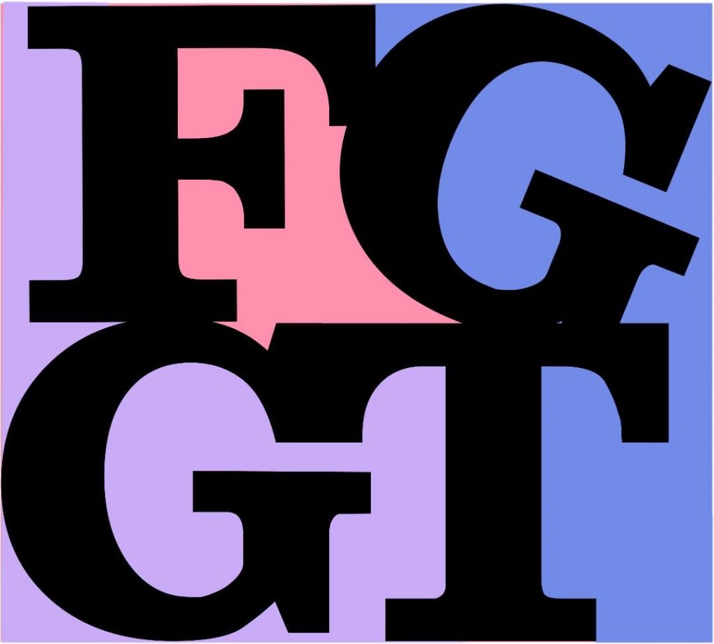 The letters F, G, G, T on a colorful background