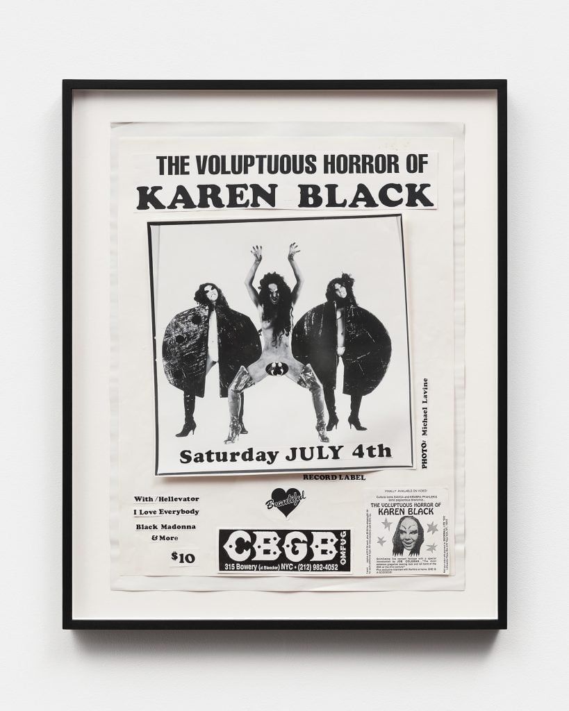 a mockup of a punk flyer feature three ghoulish women dressed like bat creatures 
