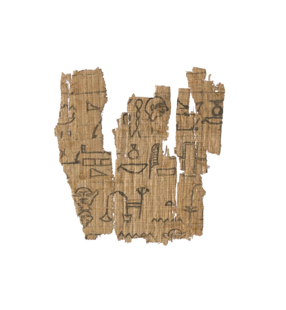 papyrus showing magic recipe in hieroglyphics