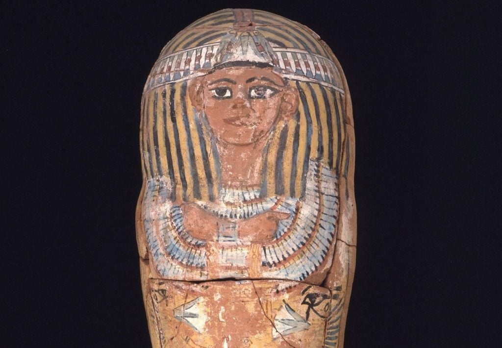 The coffin of an Egyptian child