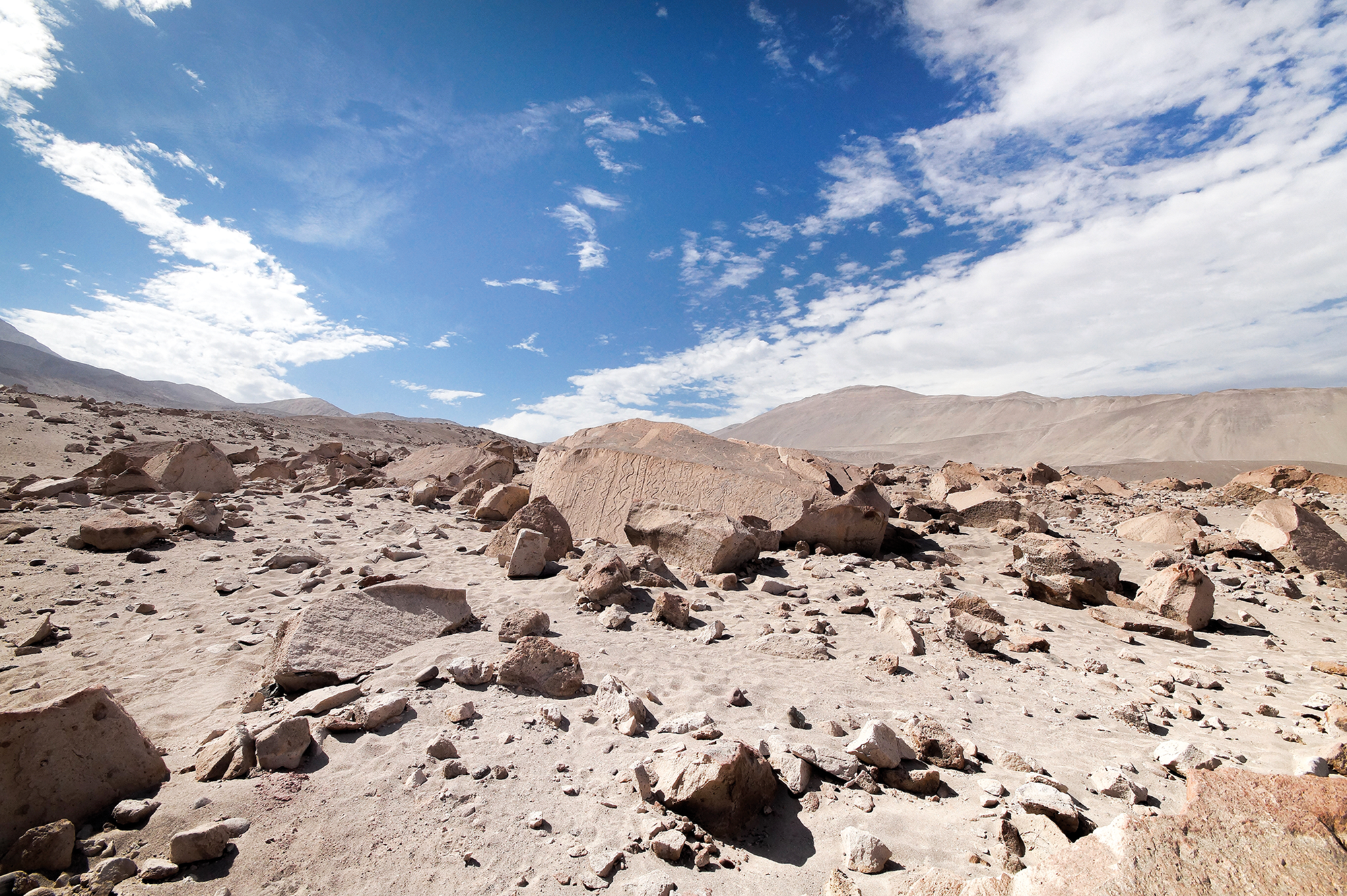 the landscape in Toro Muerto in Peru