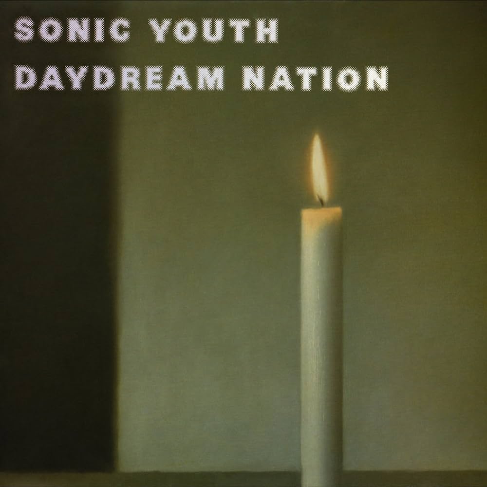 An album cover with a painting of a candle with the words "Sonic Youth" and "Daydream Nation."
